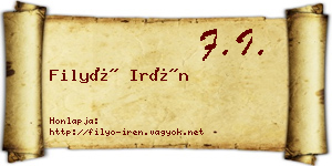 Filyó Irén névjegykártya